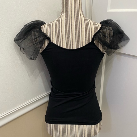 ZARA T-SHIRT WITH SHORT TULLE SLEEVES - Picture 7 of 7